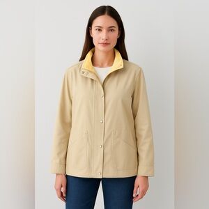 VTG Classic Beige Lightweight Jacket Women’s Sz16 Snap Front Pockets USA Made